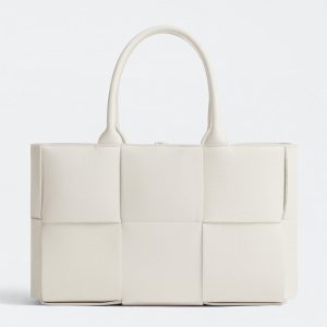 Bottega Veneta Arco Small Tote In White Grained Leather Replica