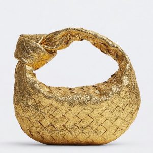 Bottega Veneta BV Jodie Mini Bag In Gold Metallic Intrecciato Leather Replica