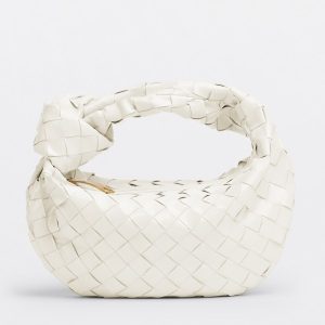 Bottega Veneta BV Jodie Mini Bag In White Intrecciato Patent Leather Replica