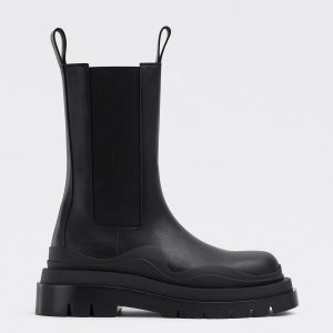 Bottega Veneta BV Tire Chelsea Boots In Black Calfskin Replica