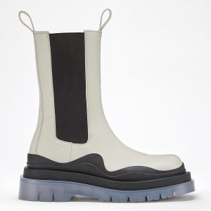 Bottega Veneta BV Tire Chelsea Boots In White Calfskin Replica