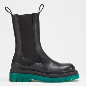 Bottega Veneta BV Tire Chelsea Boots with Green Outsole Replica