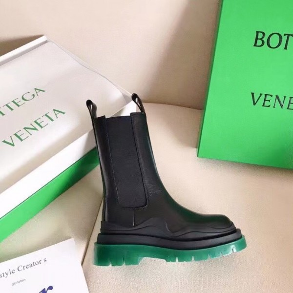 Bottega Veneta BV Tire Chelsea Boots with Green Outsole Replica