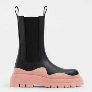 Bottega Veneta BV Tire Chelsea Boots with Pink Outsole Replica