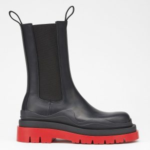 Bottega Veneta BV Tire Chelsea Boots with Red Outsole Replica