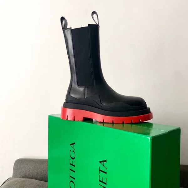 Bottega Veneta BV Tire Chelsea Boots with Red Outsole Replica