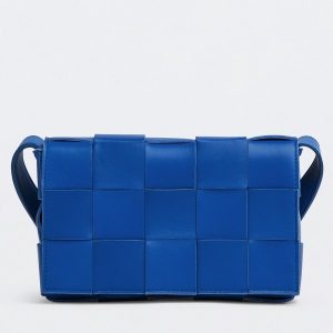 Bottega Veneta Cassett Bag In Blue Intrecciato Lambskin Replica