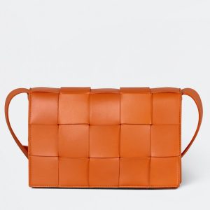 Bottega Veneta Cassett Bag In Orange Intrecciato Lambskin Replica