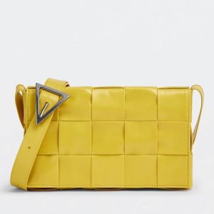 Bottega Veneta Cassett Bag In Yellow Wrinkled Calfskin Replica