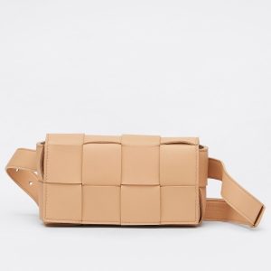 Bottega Veneta Cassette Belt Bag In Beige Intrecciato Leather Replica