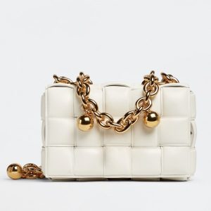 Bottega Veneta Chain Cassette Bag In White Lambskin Replica