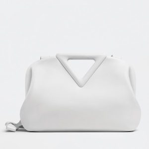 Bottega Veneta Medium Point Top Handle Bag In White Leather Replica