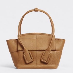 Bottega Veneta Mini Arco Bag In Caramel Intrecciato Leather Replica