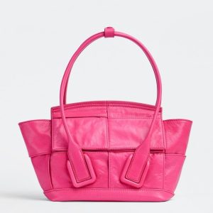 Bottega Veneta Mini Arco Bag In Pink Intrecciato Leather Replica