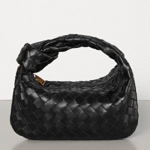 Bottega Veneta Mini BV Jodie Bag In Black Woven Leather Replica