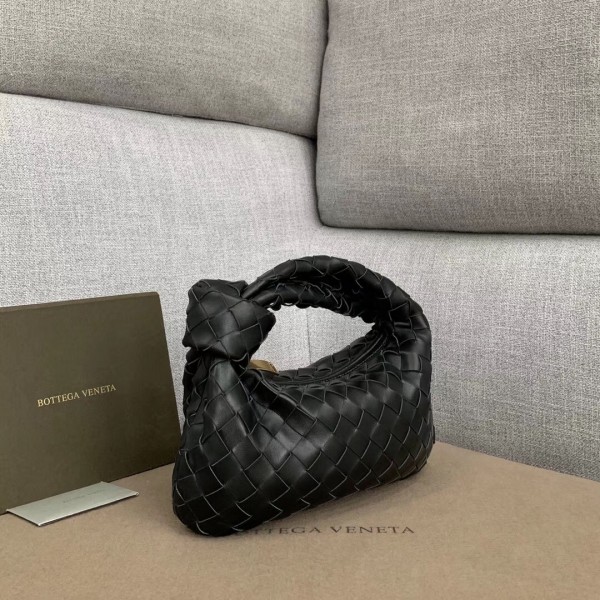 Bottega Veneta Mini BV Jodie Bag In Black Woven Leather Replica