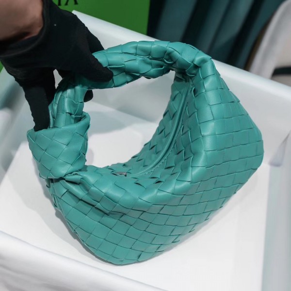 Bottega Veneta Mini BV Jodie Bag In Green Water Woven Leather Replica