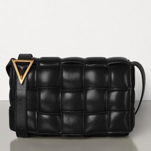 Bottega Veneta Padded Cassette Bag In Black Calfskin Replica