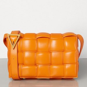 Bottega Veneta Padded Cassette Bag In Orange Calfskin Replica