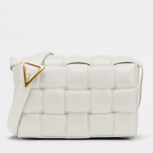 Bottega Veneta Padded Cassette Bag In White Lambskin Replica