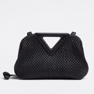 Bottega Veneta Small Point Bag In Black Quilted Leather Replica