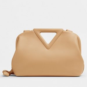 Bottega Veneta Small Point Top Handle Bag In Beige Leather Replica