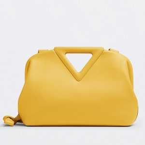 Bottega Veneta Small Point Top Handle Bag In Yellow Leather Replica