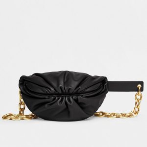 Bottega Veneta The Belt Chain Pouch In Black Nappa Leather Replica