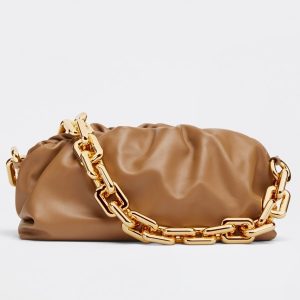 Bottega Veneta The Chain Pouch Bag In Teak Calfskin Replica