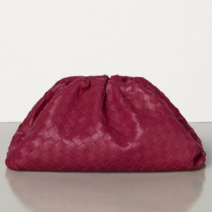 Bottega Veneta The Pouch Clutch In Amaranto Intrecciato Leather Replica