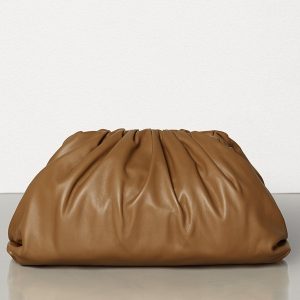 Bottega Veneta The Pouch Clutch In Camel Calfskin Replica