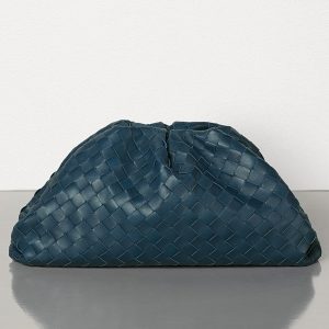 Bottega Veneta The Pouch Clutch In Dark Blue Intrecciato Leather Replica