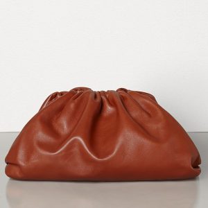 Bottega Veneta The Pouch Clutch In Rust Calfskin Replica