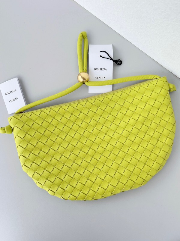 Bottega Veneta Turn Bag In Acid Kiwi Intrecciato Lambskin Replica