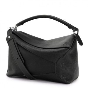 Loewe Large Puzzle Bag In Black Grained Leather Replica