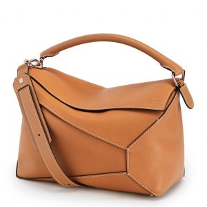 Loewe Large Puzzle Bag In Tan Calfskin Replica