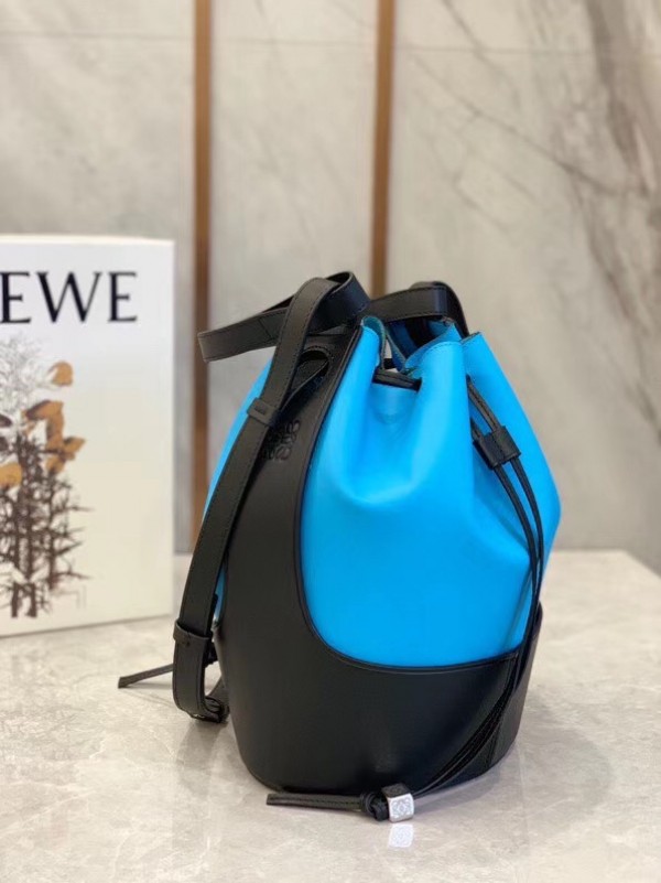 Loewe Medium Balloon Bucket Bag In Blue Black Calfskin Replica 1