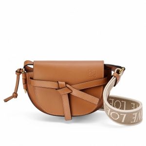 Loewe Mini Gate Dual Bag In Tan Calfskin Replica