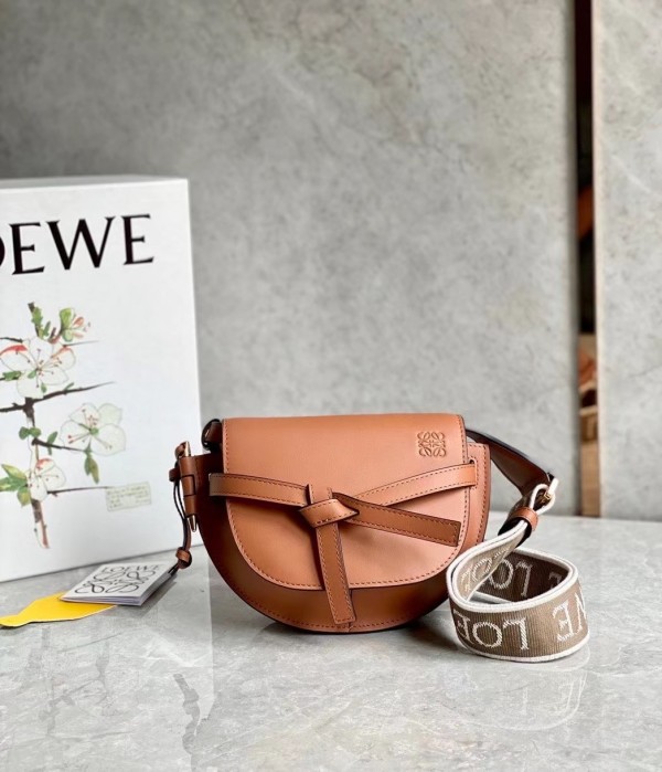 Loewe Mini Gate Dual Bag In Tan Calfskin Replica