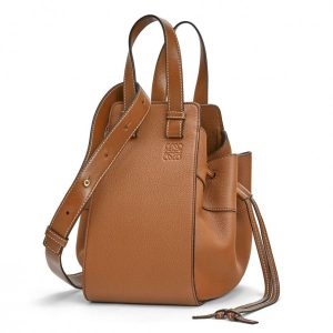 Loewe Mini Hammock Drawstring Bag In Brown Leather Replica