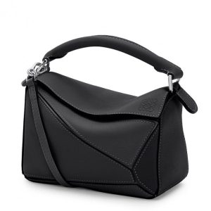 Loewe Mini Puzzle Bag In Black Calfskin Leather Replica