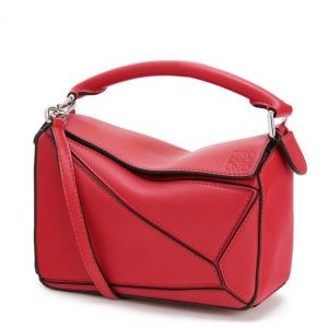 Loewe Mini Puzzle Bag In Red Calfskin Leather Replica