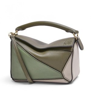 Loewe Puzzle Mini Bag In Green Oat Calfskin Replica