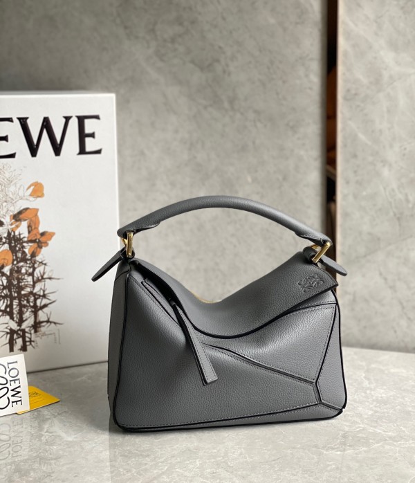 Loewe Puzzle Small Bag In Asphalt Grey Grained Leather Replica