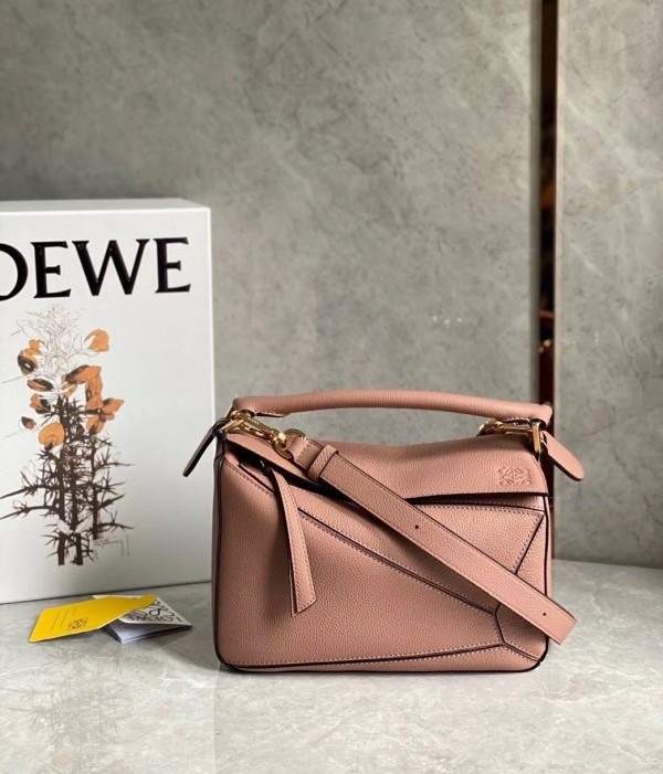 Loewe Puzzle Small Bag In Dark Blush Grained Leather Replica