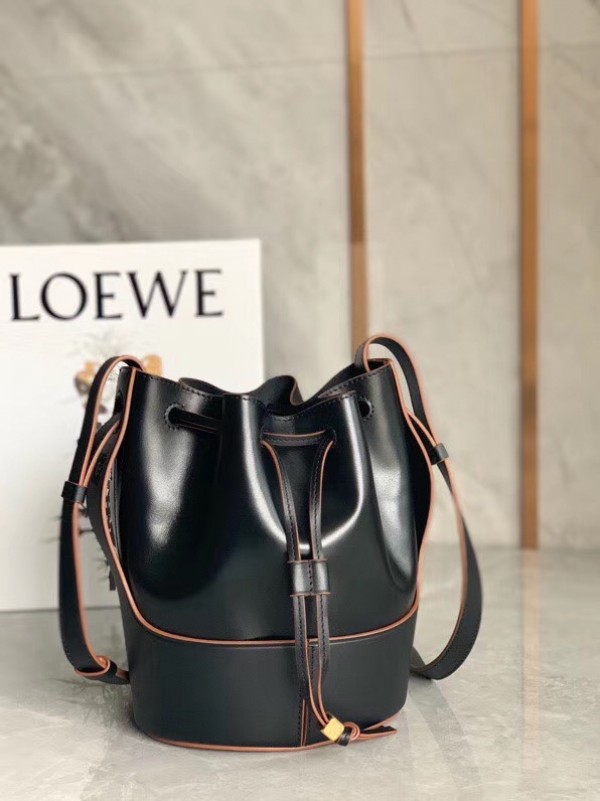 Loewe Small Balloon Bucket Bag In Black Calfskin Replica