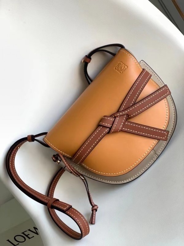 Loewe Small Gate Bag In Amber Grey Soft Calfskin Replica1