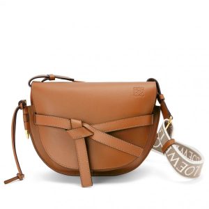 Loewe Small Gate Bag In Tan Calfskin and Jacquard Replica