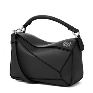 Loewe Small Puzzle Bag In Black Calfskin Leather Replica