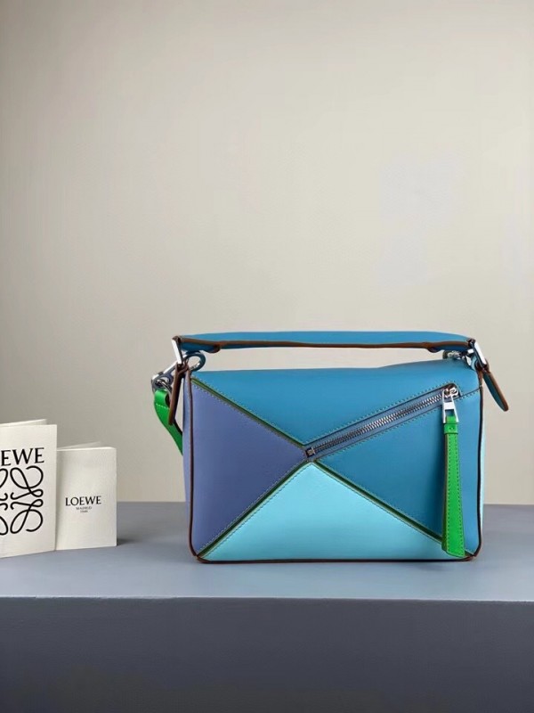 Loewe Small Puzzle Bag In Blue Blueberry Lilas Calfskin Replica 1